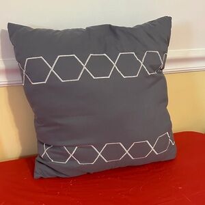 Gray Pillow with White Hexagon Pattern